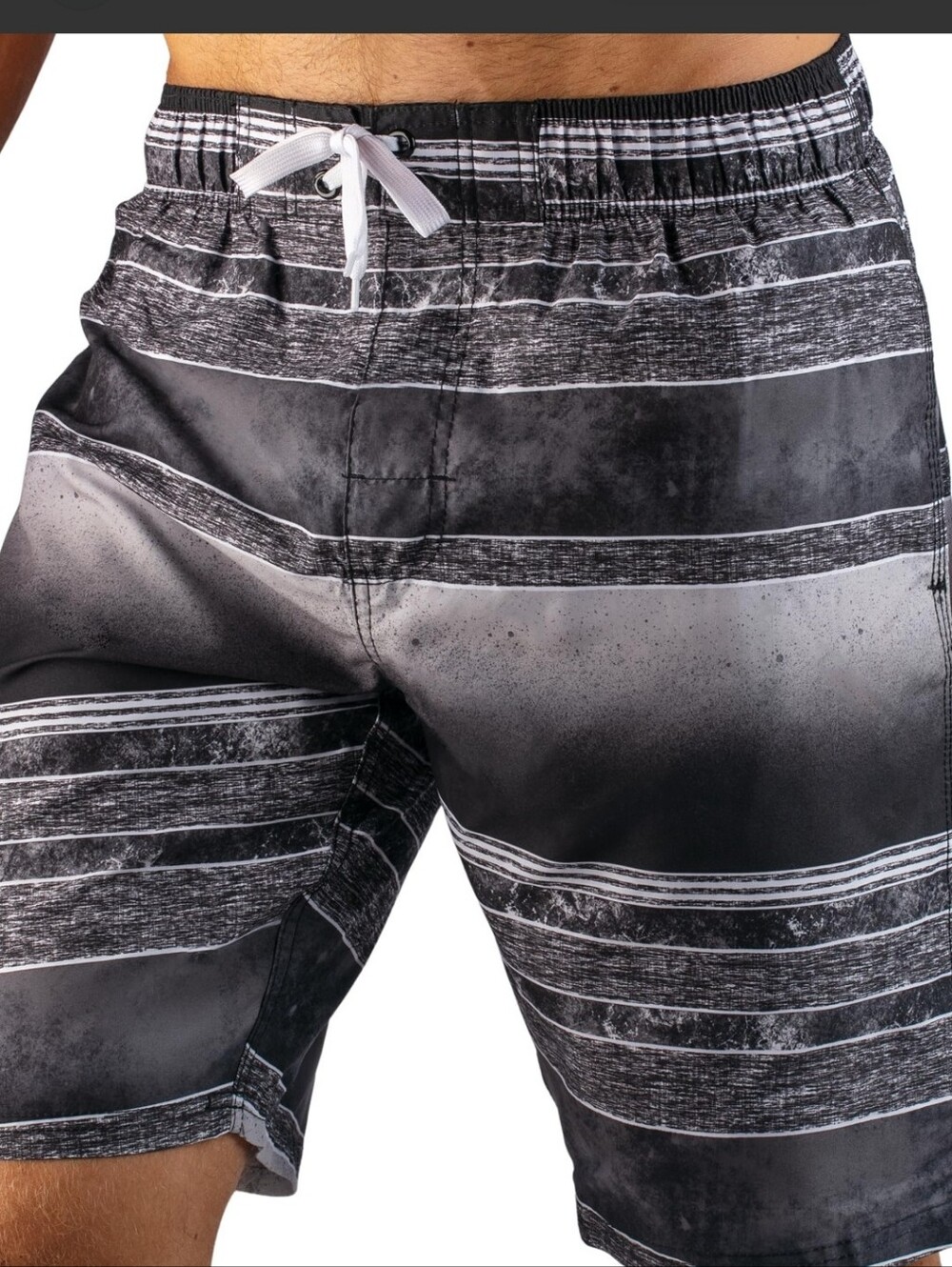 George Swim trunks black white stars draw string stretchy size 42-44 2XL